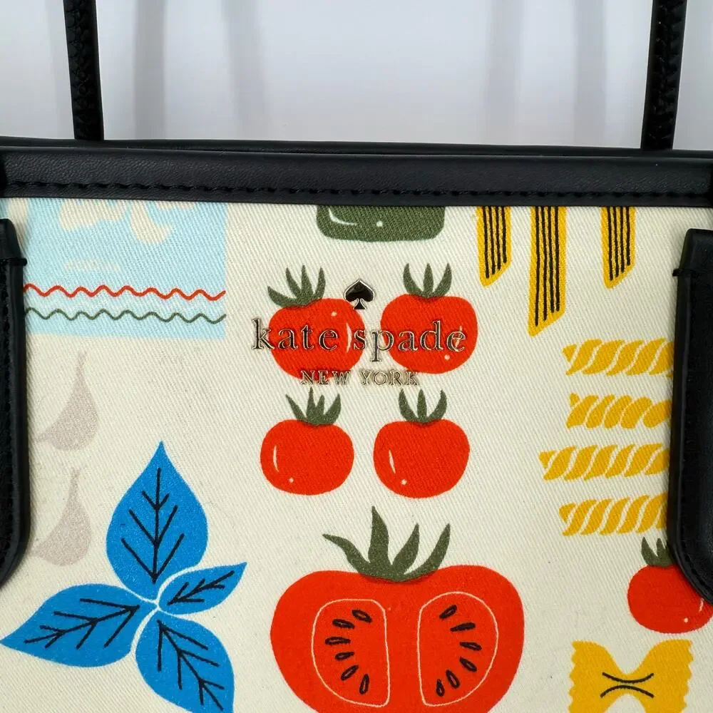 KATE SPADE Italian Pasta Tomato Novelty Tote Bag Mangia North South Zip Top